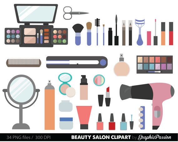 Collection digital cosmetic girly. Beauty clipart makeup
