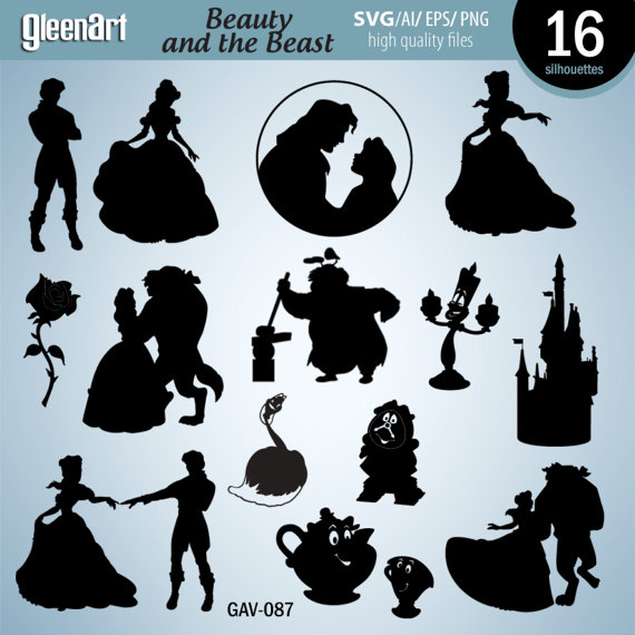 Beauty clipart silhouette. Sale and the beast
