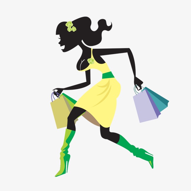 Beauty clipart vector. Fashion shopping buying girl