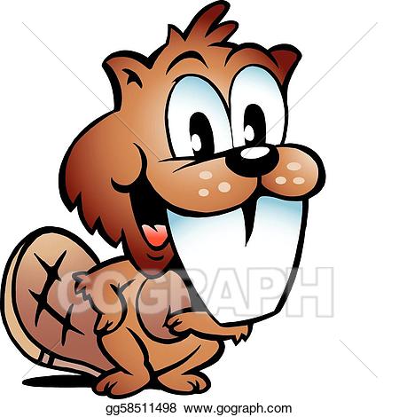 Beaver clipart beaver tooth. Vector stock happy with
