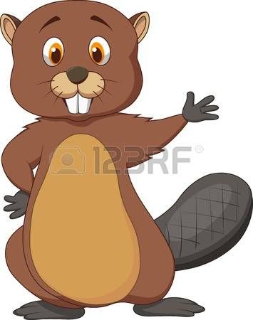 Beaver clipart castor. Cute cartoon waving 