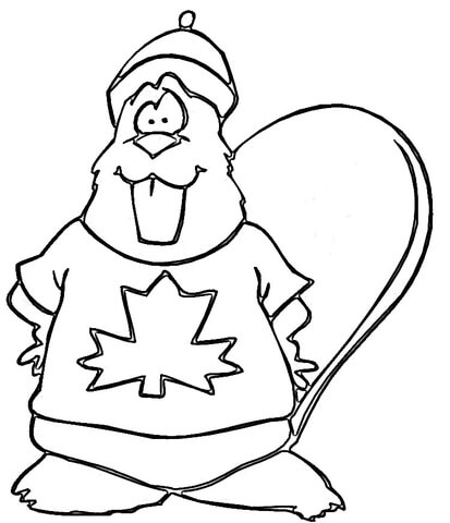 Beaver clipart colouring page. Canadian coloring free printable
