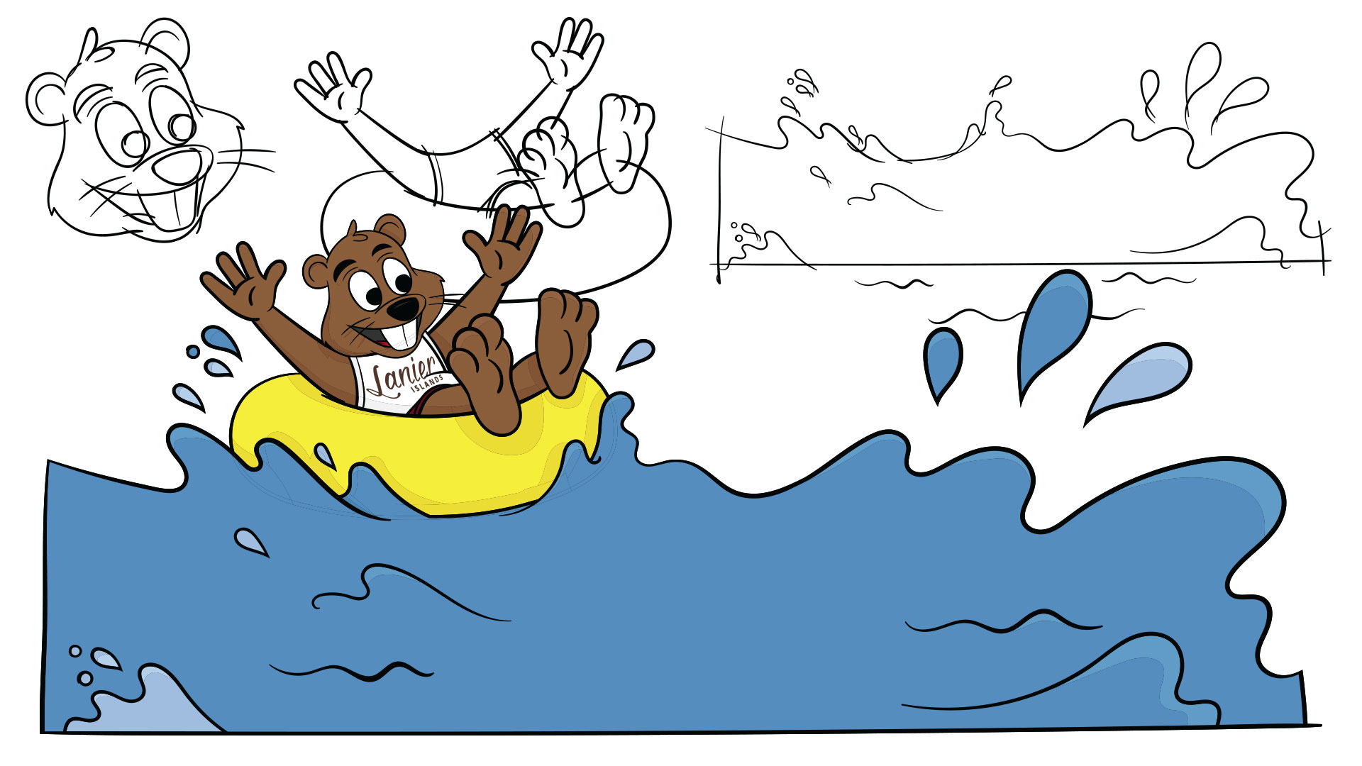 Lanier islands mascot illustration. Beaver clipart swimming