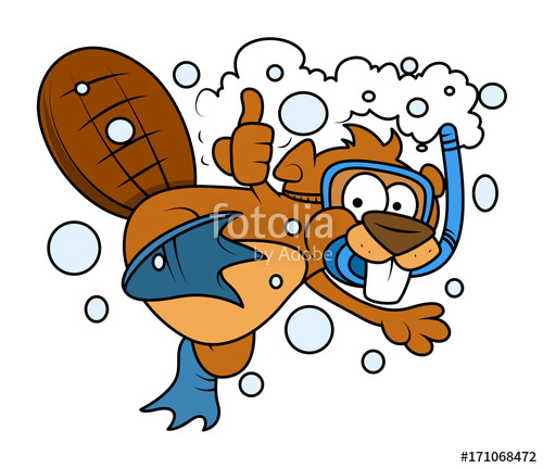Cartoon underwater clip art. Beaver clipart swimming