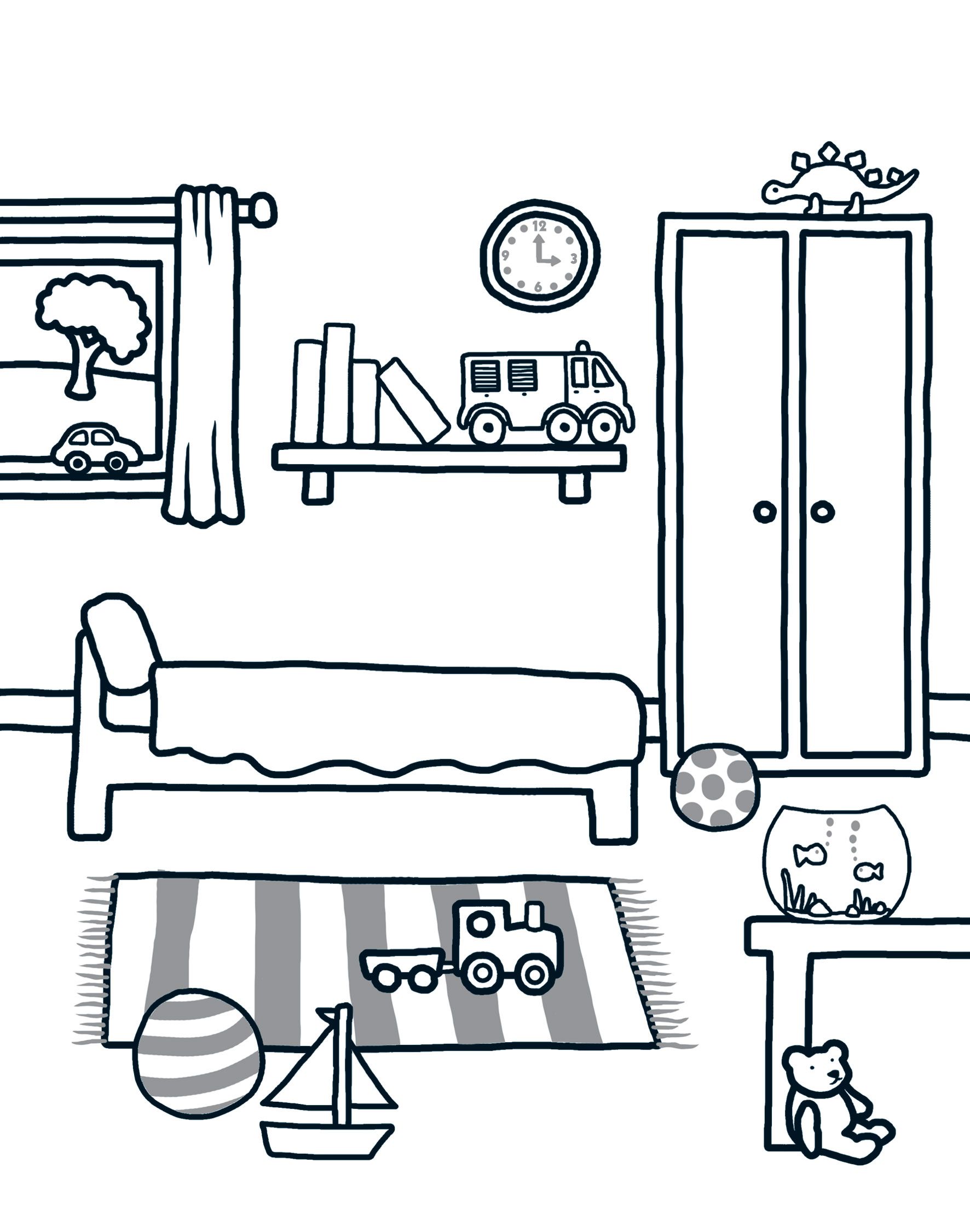bed clipart coloring