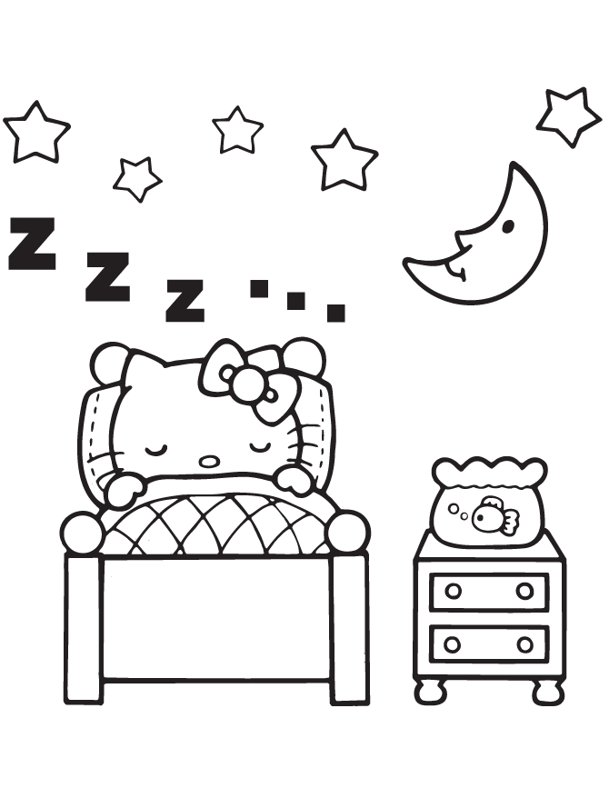 bed clipart colouring page