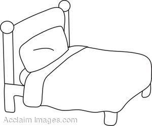 bed clipart colouring page