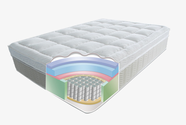 Spring mattress section cutout. Bed clipart foam
