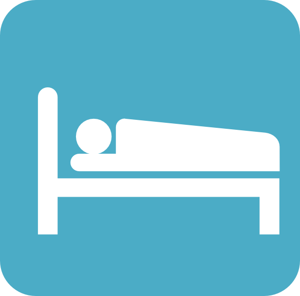 Bed clipart icon. White teal clip art