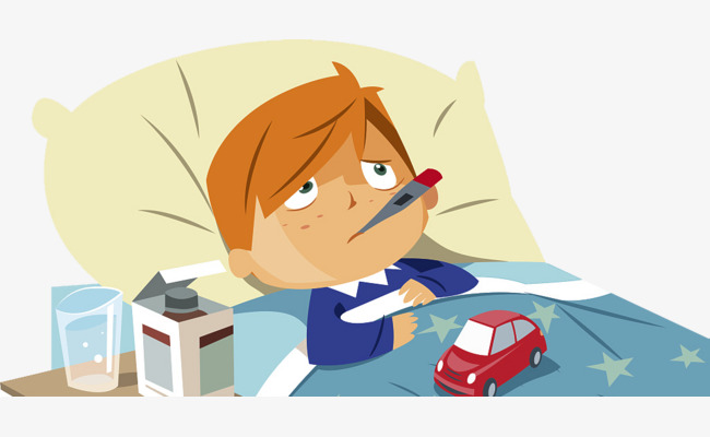Bed clipart illustration. Cartoon baby fever sick