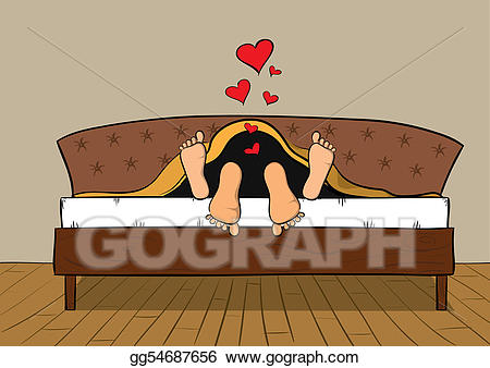 Clipart bed love. Stock illustration couple making