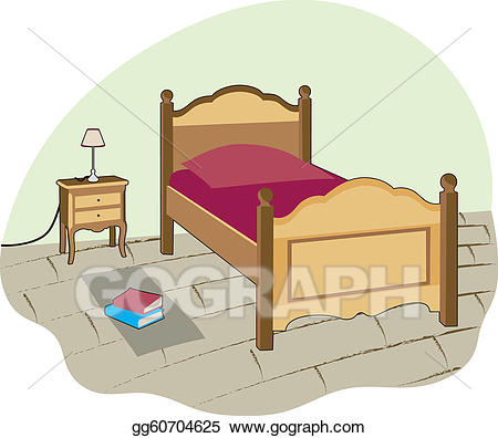 Vector illustration smal bedroom. Bed clipart small bed