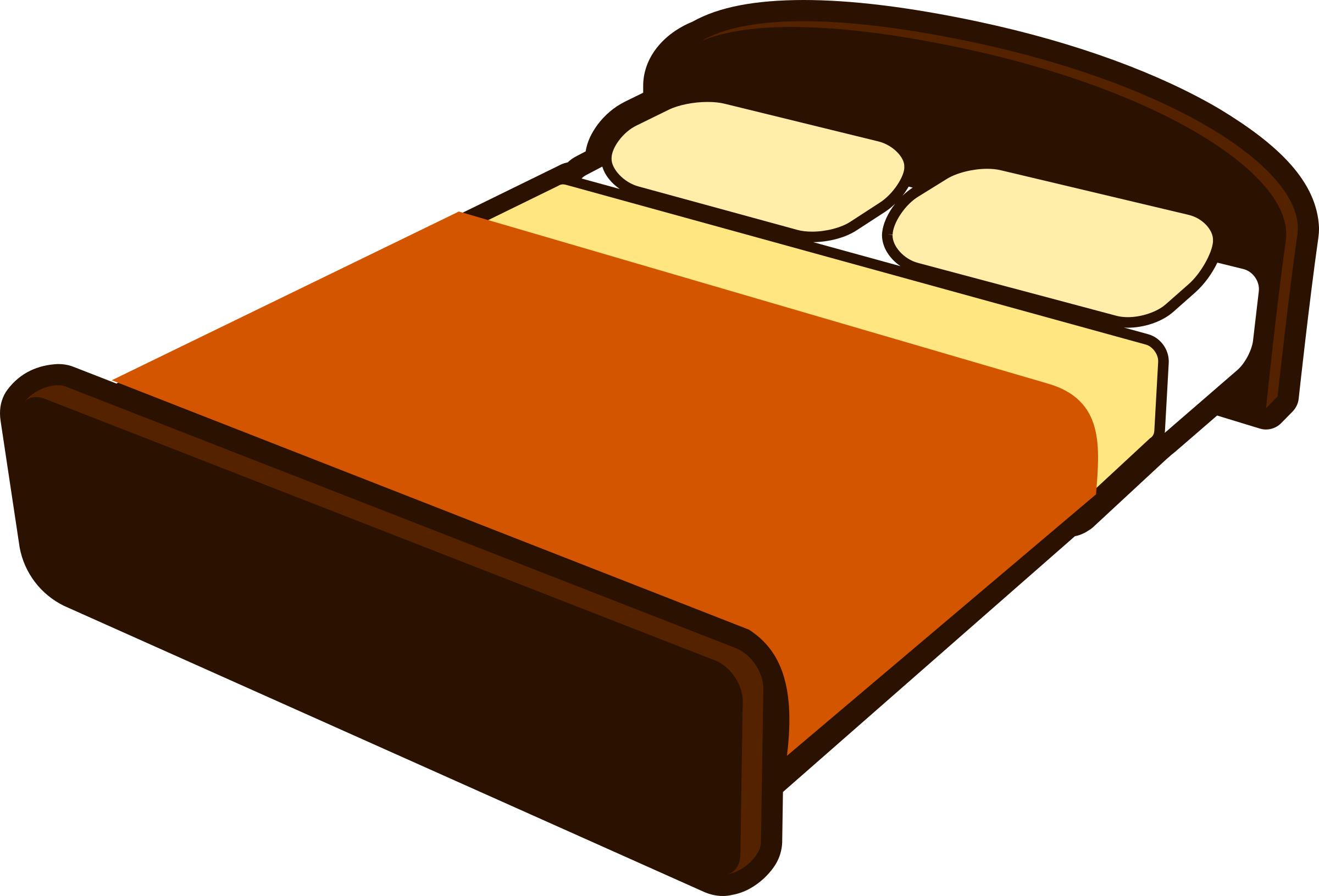 Bed clipart small bed. Brown with blanket big