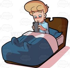 A man using his. Bed clipart vector