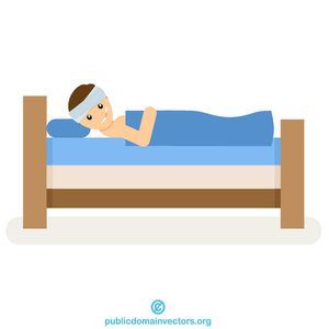 Ill man in the. Bed clipart vector
