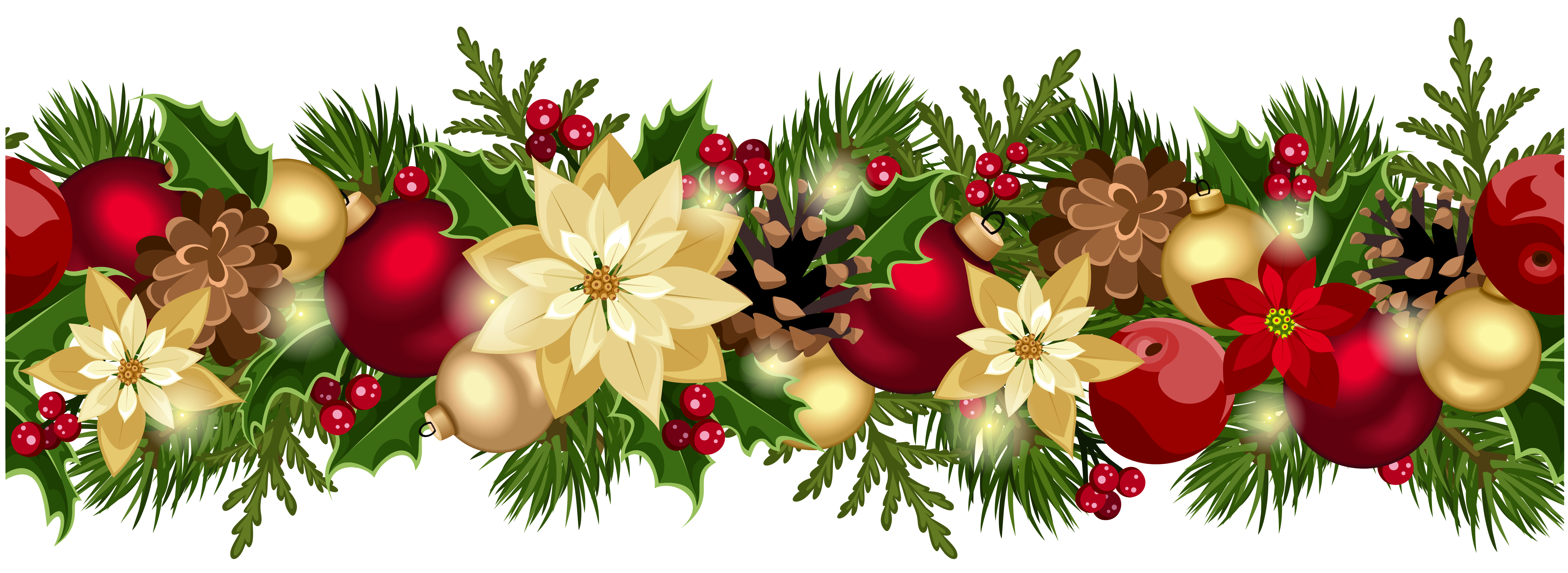 Christmas decorative garland png. Poinsettias clipart ornament