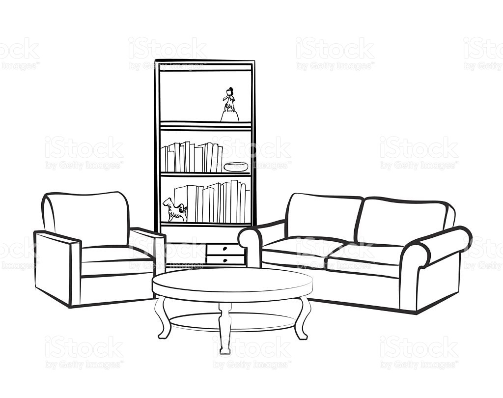 Bedroom clipart living room. Black and white clip