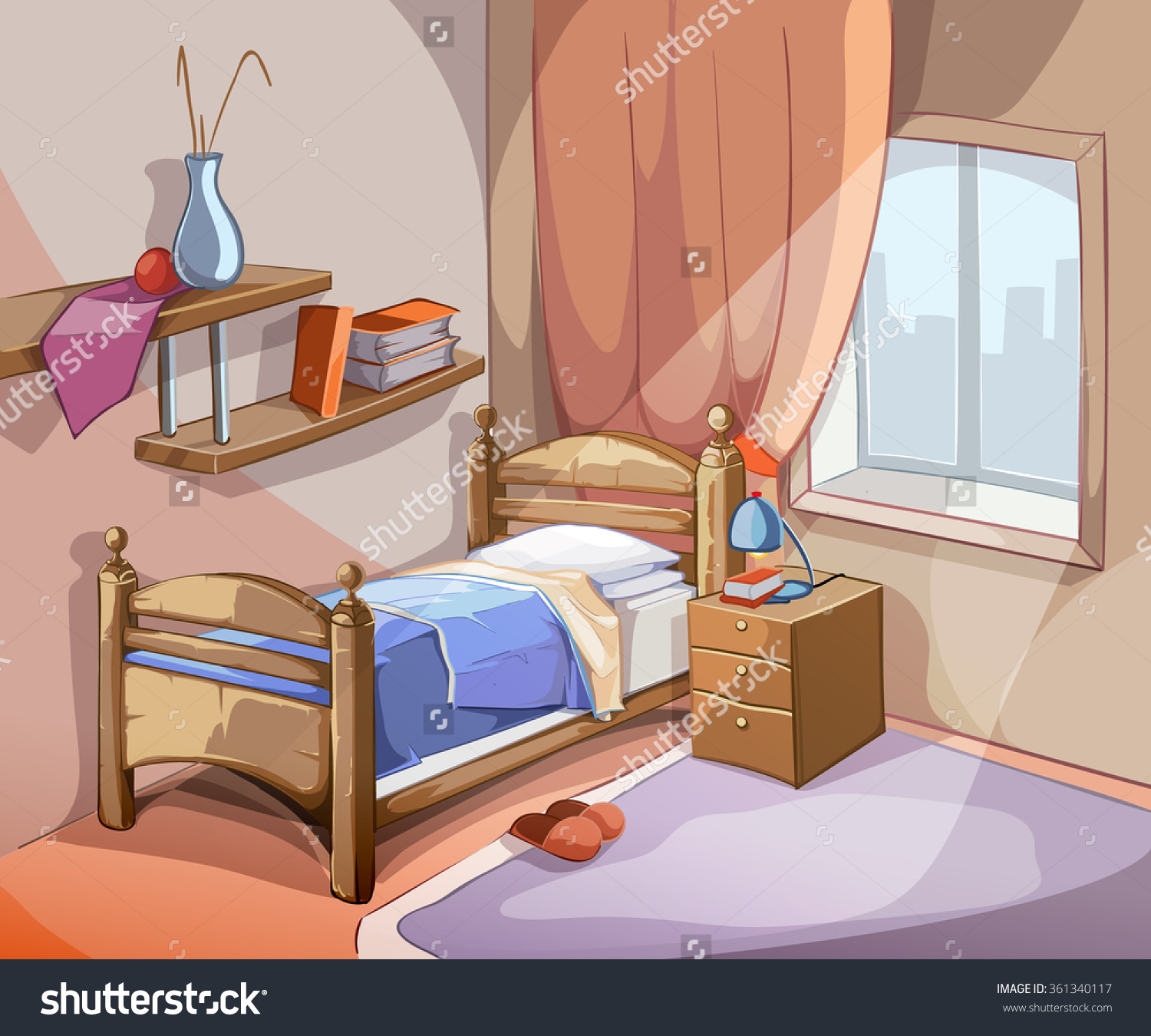 Organized clipart organized bedroom. Bed cartoon bedrooms 
