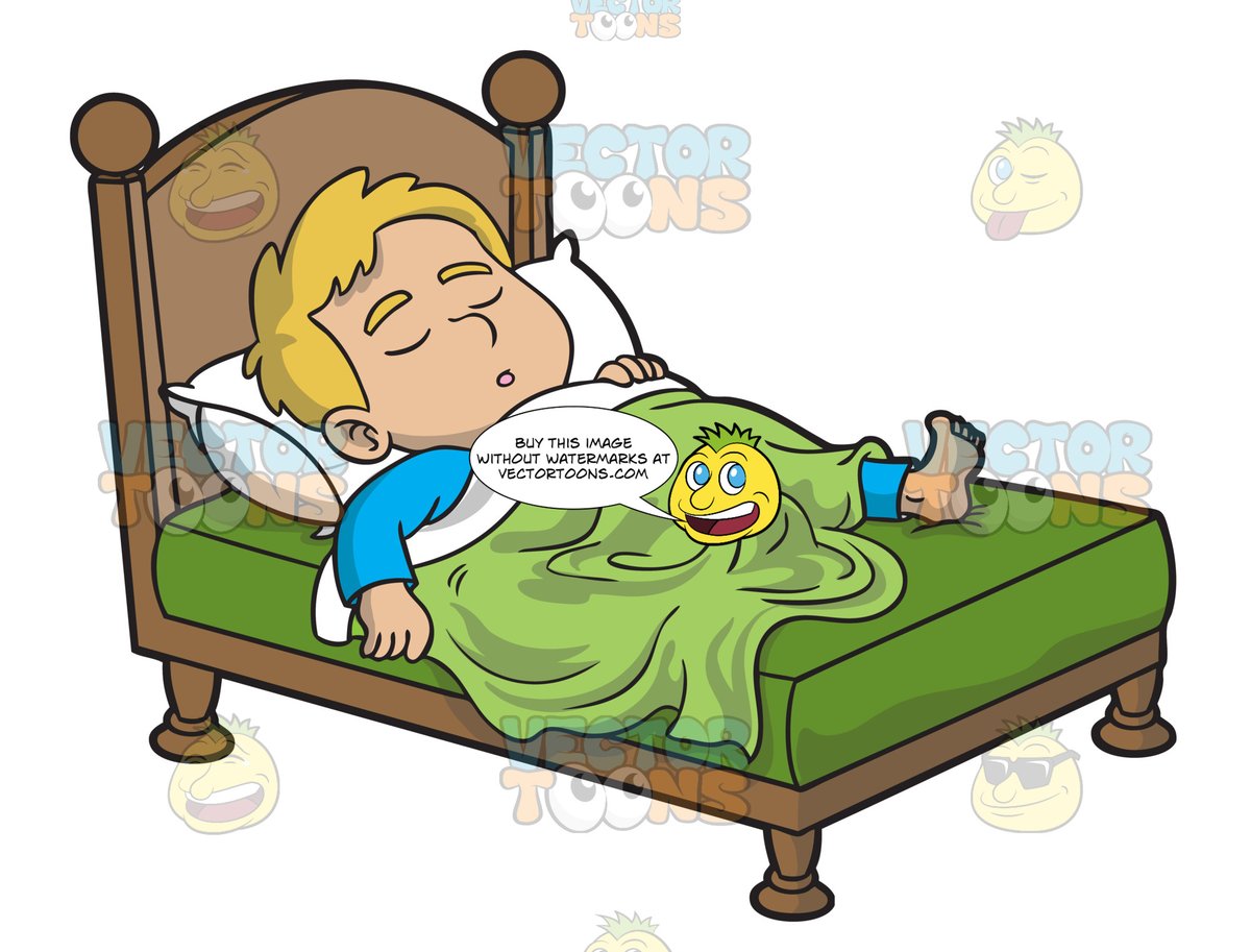 Bedtime clipart comfortable bed. A boy sleeping comfortably