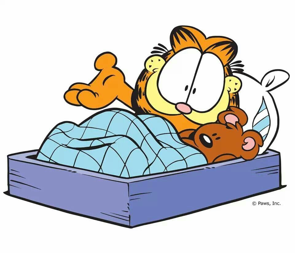Garfield time catittude pinterest. Bedtime clipart cozy bed