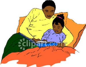 Bedtime clipart man. African american reading a