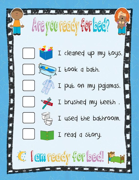 Instant download routine checklist. Bedtime clipart night time activity