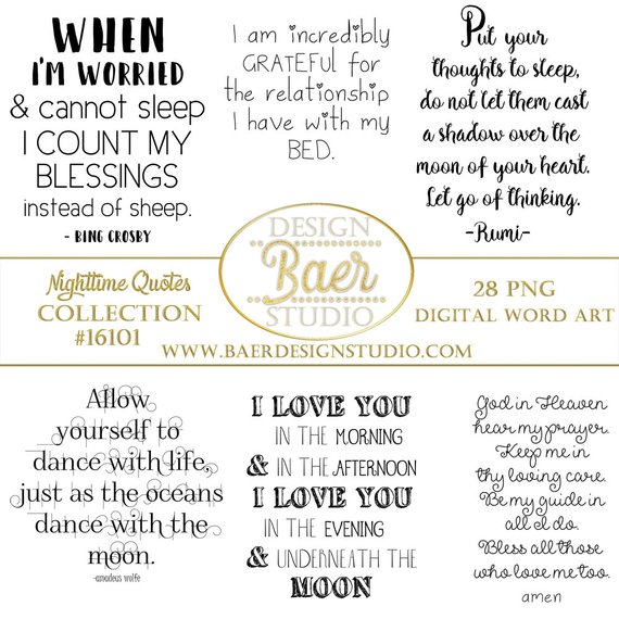 Quotes morning word art. Bedtime clipart nighttime