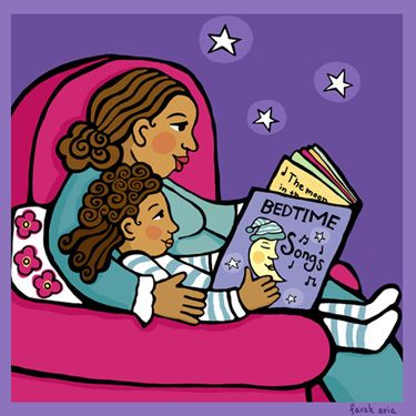 bedtime clipart read in pajamas