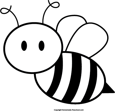 Bee clipart black and white. Honey kid preschool abcd
