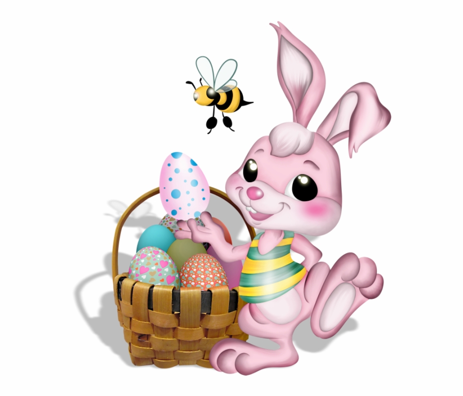 Bee clipart easter. Bunny with basket free