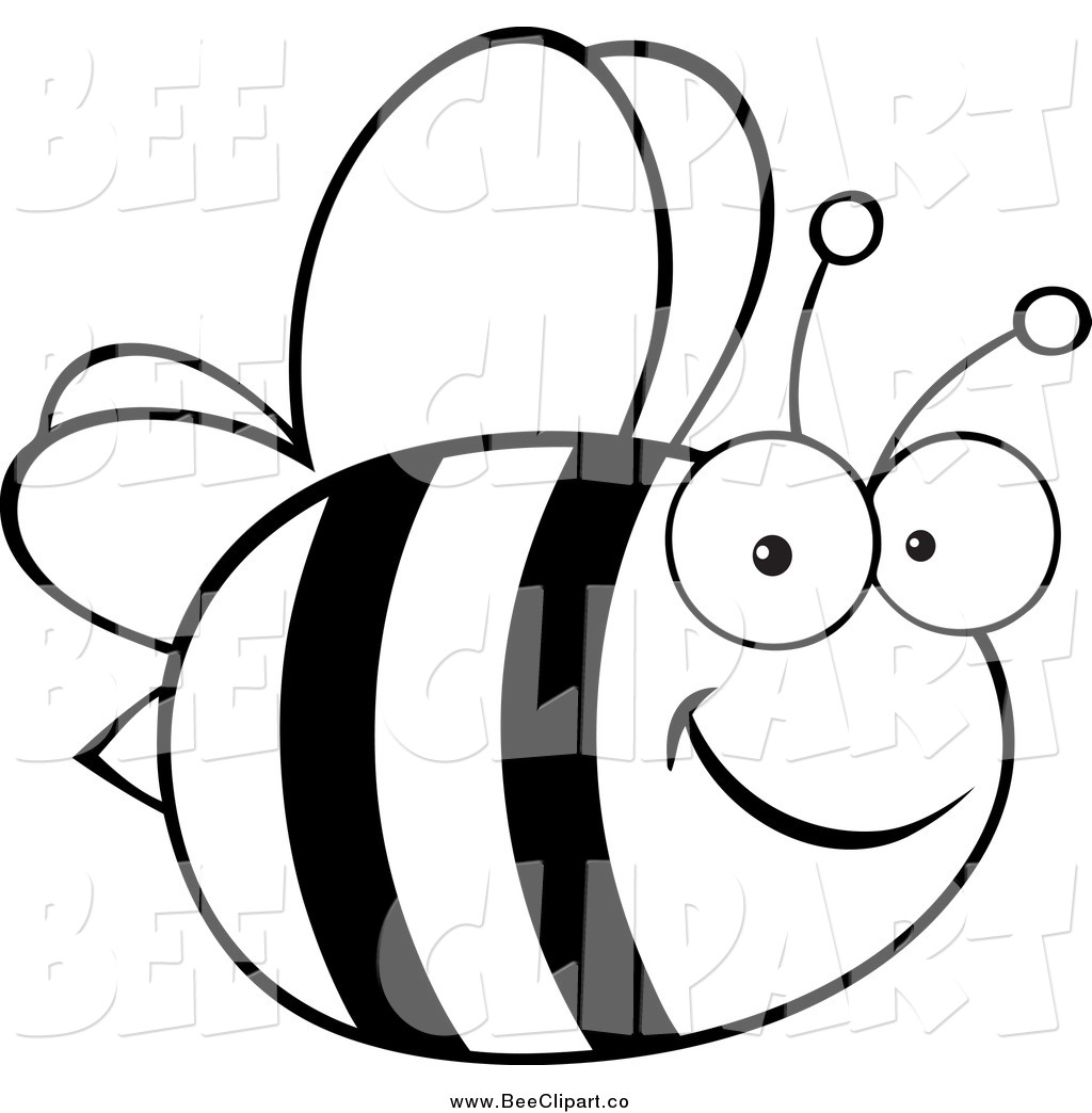 Bee clipart vector. Honey black and white
