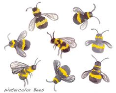 bee clipart watercolor