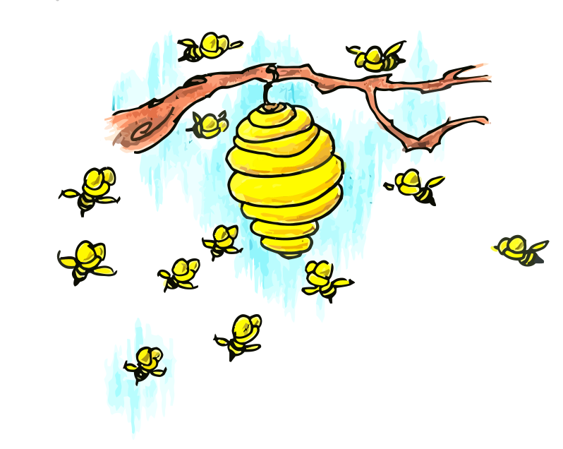beehive clipart group bee