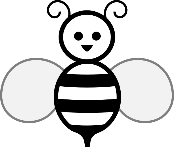 Black and white bee. Bees clipart outline