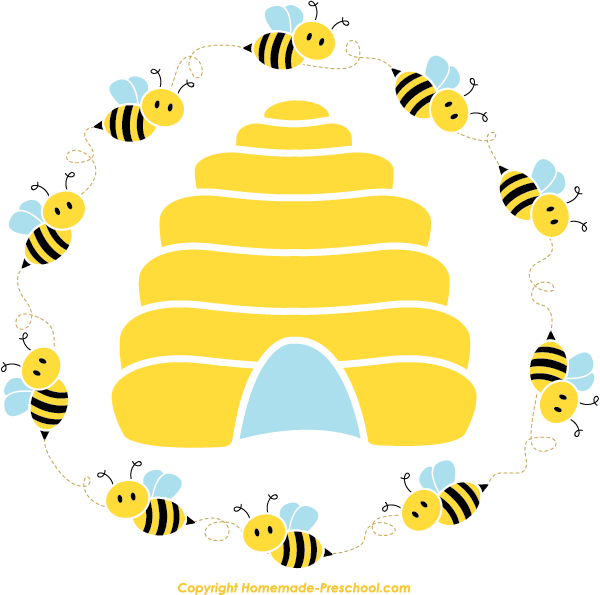 Clipart bee house. Cute beehive circle png