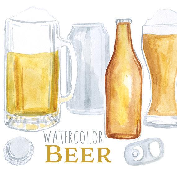 clipart beer watercolor