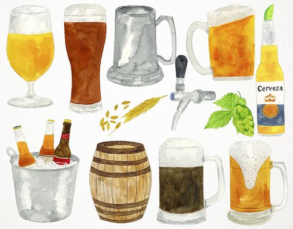 clipart beer watercolor