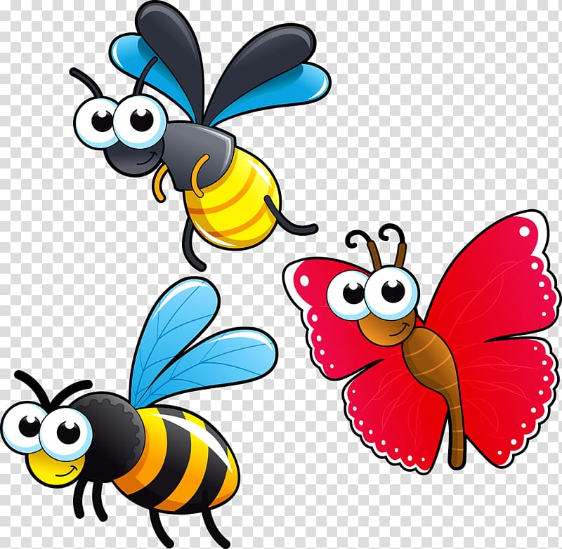 clipart bee butterfly