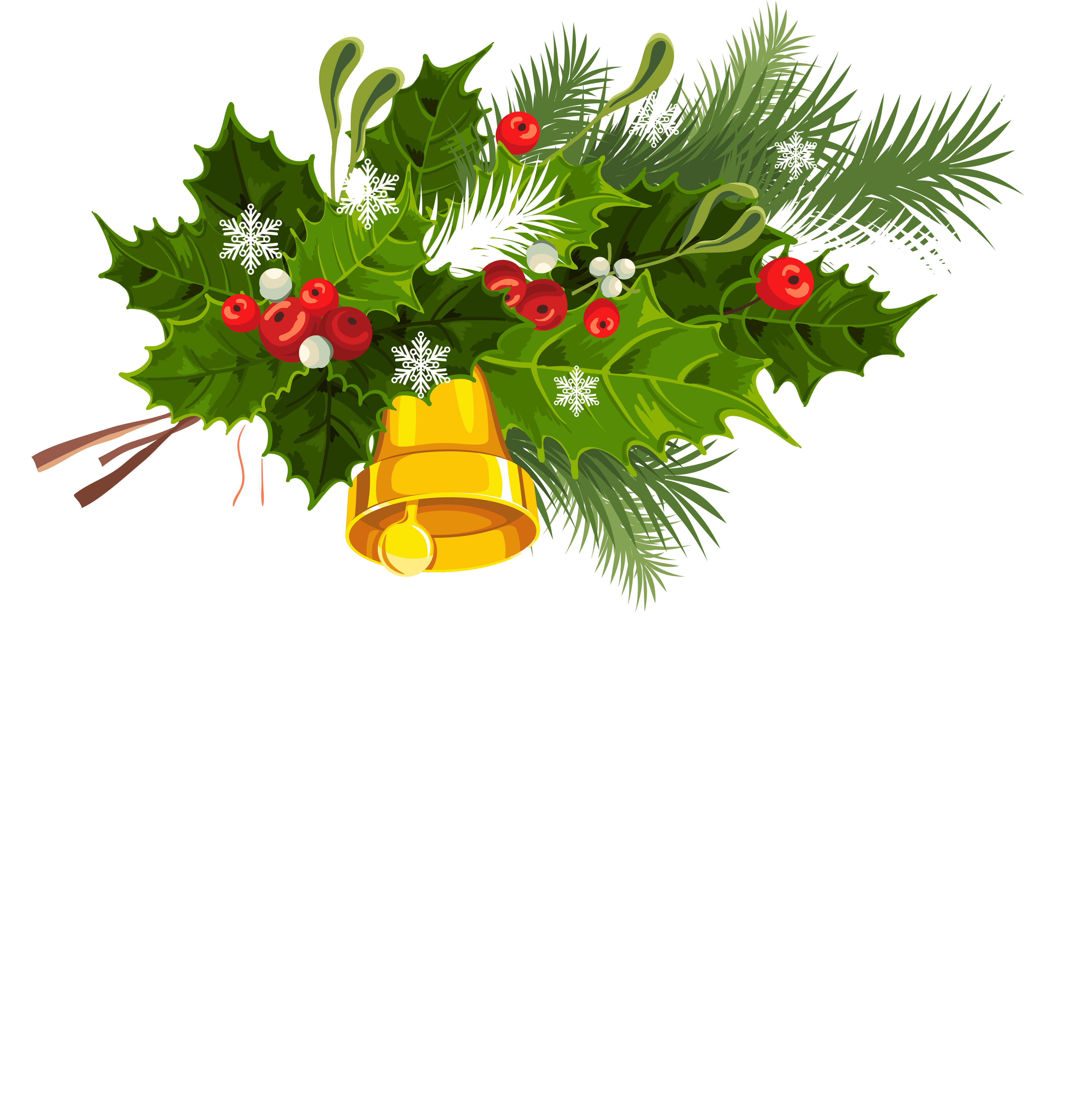 Bell clipart mistletoe. Transparent christmas and snowflakes