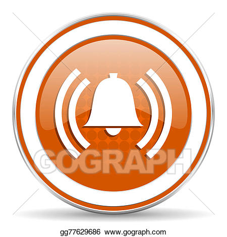 Drawing alarm orange icon. Bell clipart symbol