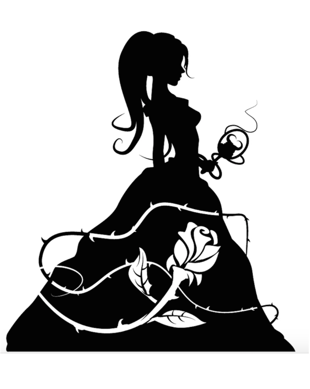belle clipart black and white