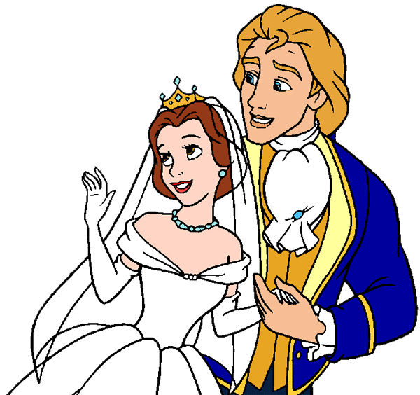 Disney weddings clip art. Belle clipart prince