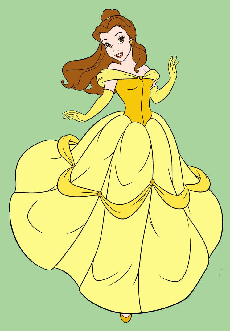 Belle clipart yellow gown. In her dress by