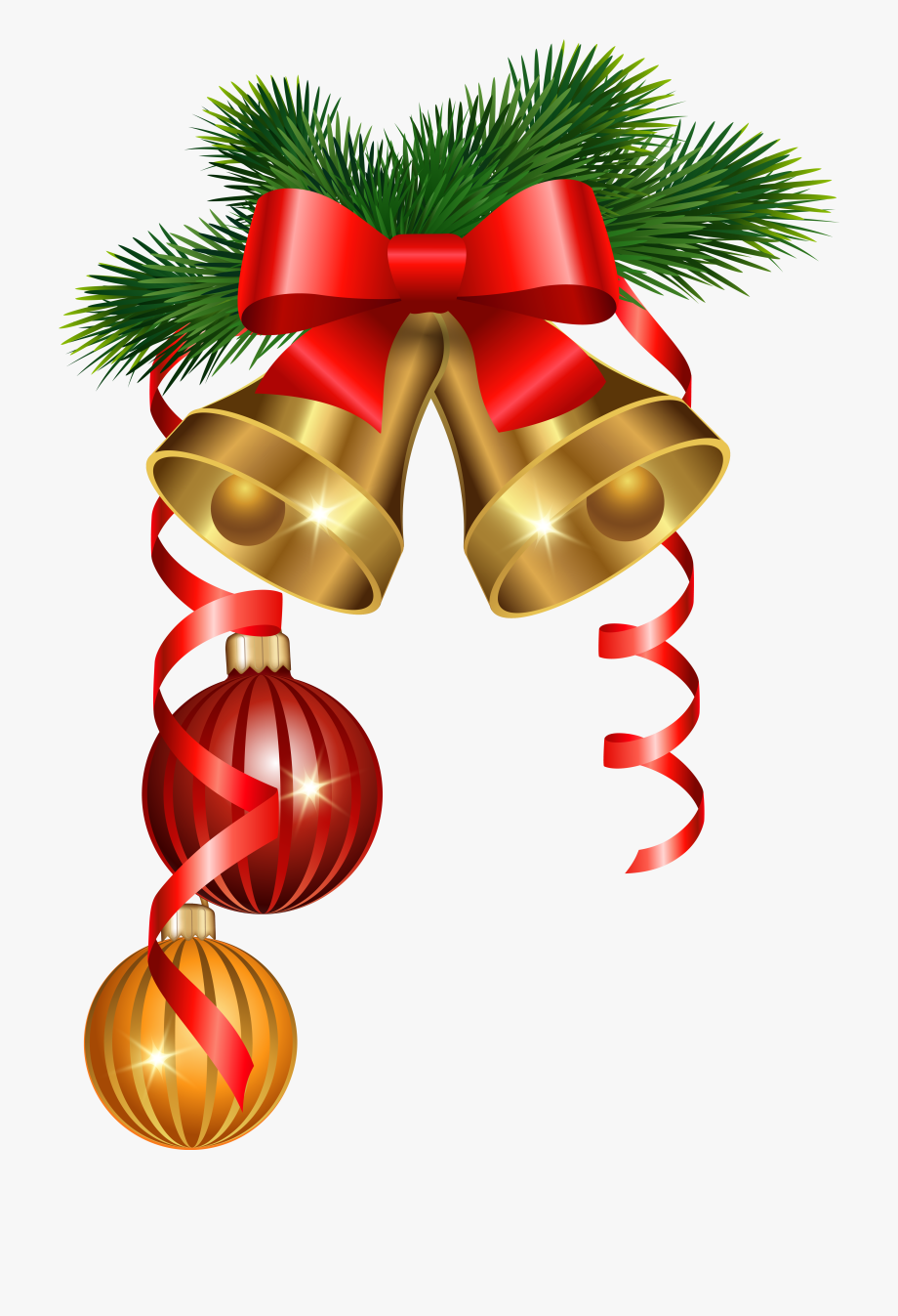 And golden tree ornaments. Decoration clipart merry christmas