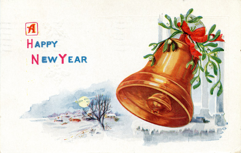 Bells clipart new year. Victorian banner merry christmas
