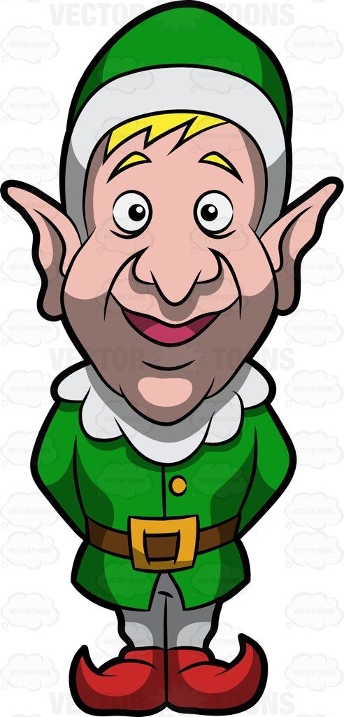 Belt clipart elf. A smiling and happy