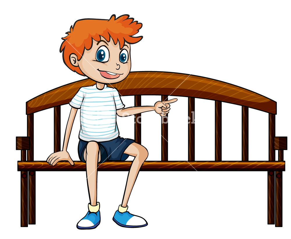 Мальчик сидит на скамейке иллюстрации