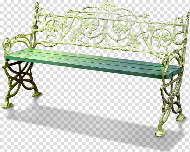 Green and steel chair. Bench clipart white background