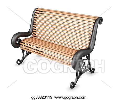 Bench clipart white background. Stock illustrations park isolated