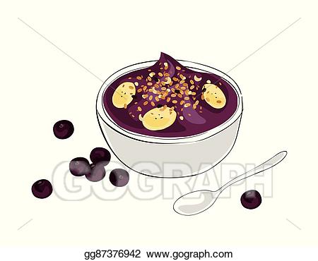 Berries clipart acai berry. Vector bowl illustration gg